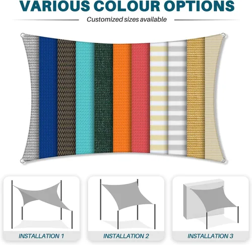 Vista 5 de Coarbor Toldo rectangular resistente para exteriores, 22 x 22 pies, color beige