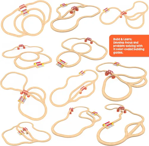 Vista 4 de 100-Piece Orbrium Juguetes triple-loop Conjunto tren de madera se adapta Thomas Brio Chuggington