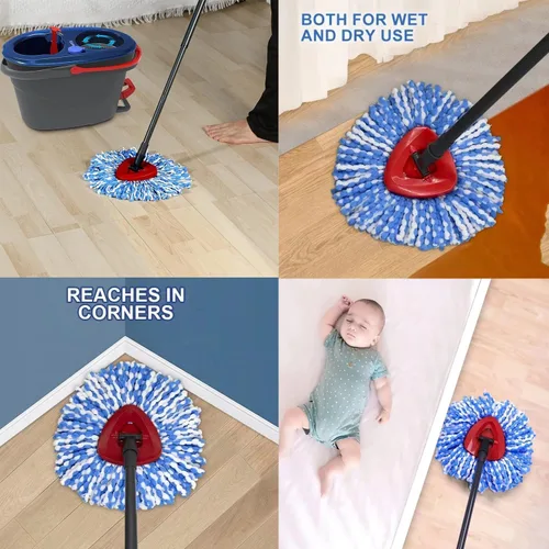 Vista 3 de Cabezales de repuesto para trapeador giratorio compatibles con el sistema de mopa RinseClean de 2 tanques, cabezales de repuesto de mopa