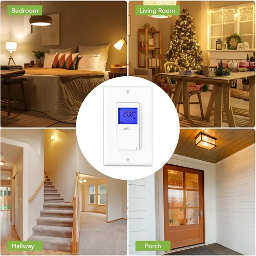 Vista 7 de BN-LINK Interruptor de temporizador astronómico programable de 7 días para luces, amanecer puesta de sol programable interruptor de luz temporizador