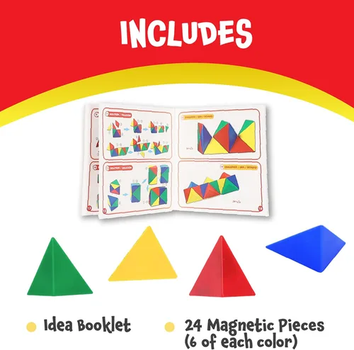 Vista 6 de POPULAR PLAYTHINGS Tri-Mags - Rompecabezas magnético, bloques apilables de pirámide para aprendizaje creativo y tronco, regalos para niños, 24 piezas
