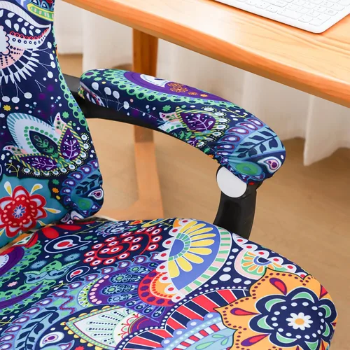 Vista 6 de FORCHEER Funda para silla de juegos con fundas para reposabrazos, estilo bohemio, 4 piezas, elásticas, para silla de computadora, juego de fundas