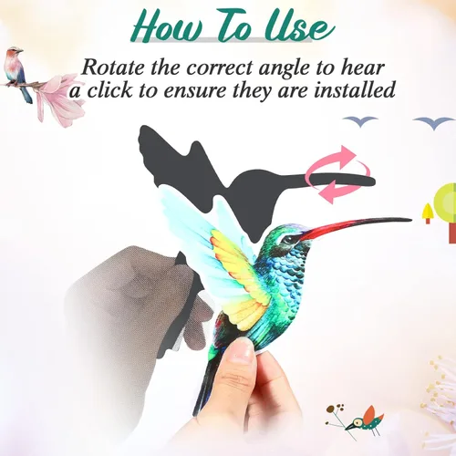 Vista 2 de 18 piezas de imanes de puerta de colibrí, pantalla de doble cara, adhesivos decorativos para ventanas, calcomanías magnéticas de colibrí