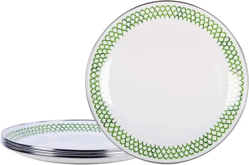 Vista 5 de Golden Rabbit Platos llanos esmaltados, 10.5 pulgadas, cangrejo azul, juego de 4