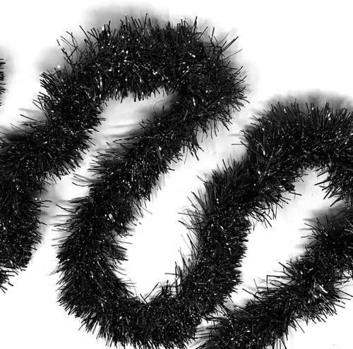 Allgala Guirnalda de oropel negro, guirnalda de oropel metálica de 50 pies para árbol de Navidad, decoración para árbol festivo, barandilla del