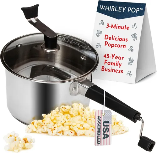 Whirley - Máquina original de palomitas de maíz, máquina de palomitas de maíz para estufa de 3 minutos, noche de cine en casa, aperitivos nocturnos