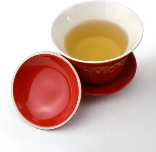 Vista 5 de Gaiwan - Juego de 2 tazas de porcelana de 8 onzas, diseño de dragón chino y fénix