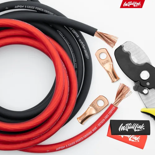Vista 7 de Install Link Cable de alimentación/tierra de calibre 8 AWG (50 pies) Cable de alimentación de amplificador (OFC)