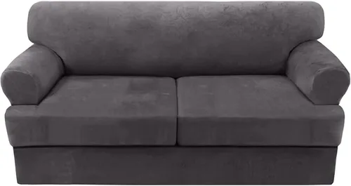 Vista 22 de OOCCO Funda para sofá con cojines en forma de T, funda de terciopelo para sillón, protector de muebles, fundas elásticas para sofá con cojines