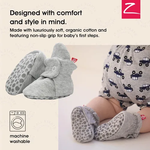 Vista 2 de Zutano - Botines de algodón orgánico para bebés, de suela antideslizante suave, calzado suave fácil de poner