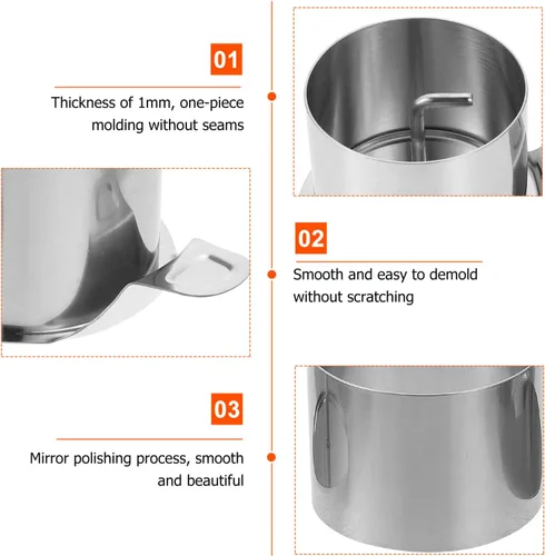 Vista 8 de OSALADI Anillo para pastel, molde redondo de acero inoxidable para mousse de postre con empujador y levantador de anillos de cocina