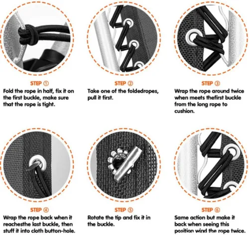 Vista 3 de Bioristar Cable de repuesto universal para sillas reclinables antigravedad, cordón de repuesto con 4 cinturones de refuerzo para sillas reclinables