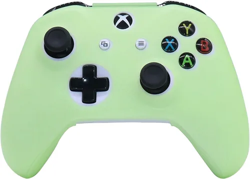 Vista 4 de Controller Skins - Funda protectora de silicona que brilla en la oscuridad para mando Xbox One + 6 Grips Accesorios que brillan en la oscuridad.
