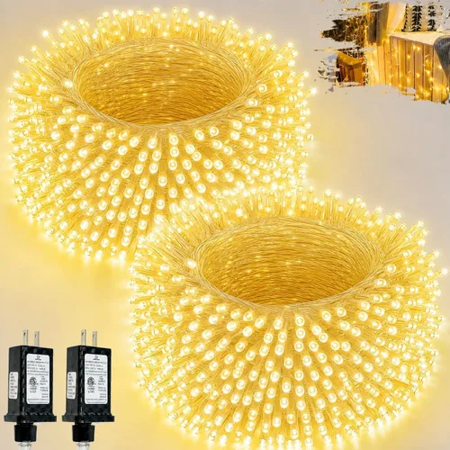 Vista 21 de Paquete de 1 cadena de luces conectables para interiores, 33 pies, 100 luces LED, 13 modos, luces de hadas parpadeantes, enchufables, impermeables