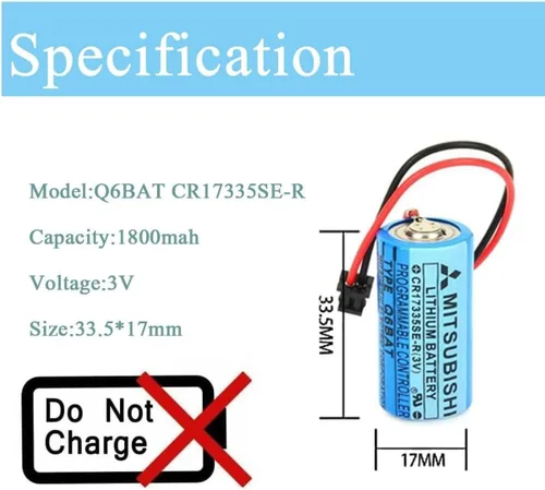 Vista 3 de 30PCS Q6BAT CR17335SE-R 3V 1800mAh Lithium Battery Replacement Battery for Q25PRHCPU Q170HBATC QNS FANUC System