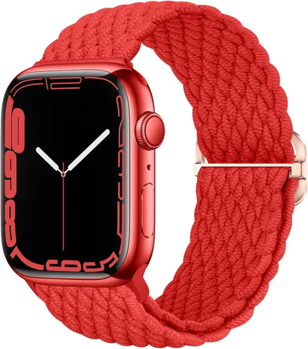 Vista 32 de Qimela - Correa elástica Solo Loop compatible con Apple Watch de 49 mm, 46 mm, 45 mm, 44 mm, 42 mm, 41 mm, 40 mm y 38 mm, correa trenzada