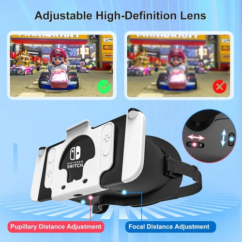 Vista 7 de Upgraded VR Headset for Nintendo Switch & Switch OLED Model, Switch Virtual Reality Glasses with Adjustable HD Lenses and Comfortable Head Strap