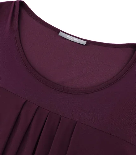 Vista 2 de Furnex Blusa de manga corta para mujer, de malla plisada, blusas florales de verano