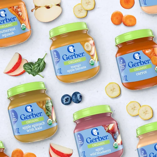 Vista 9 de Gerber Organic for Baby 2nd Foods Tarro de comida para bebés (manzana y espinacas con col rizada)