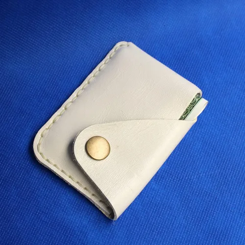 Vista 6 de Handmade Genuine Leather Card Holder with Snap Closure - Ultra Slim Minimalist Wallet, Hand-Stitched Compact Front Pocket Card Case for Men & Women