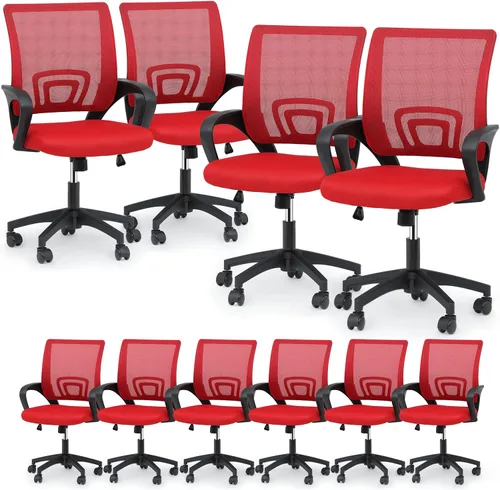 Vista 26 de Magshion Juego de 2 sillas ergonómicas de oficina, silla de escritorio de malla con respaldo medio, silla giratoria ajustable para computadora