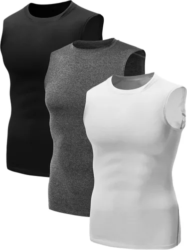 Vista 26 de NELEUS - Paquete de 3 camisetas sin mangas, con espalda en Y, Dri-Fit, para hombre, para gimnasio