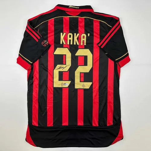 Autographed/Signed Ricardo Kaka AC Milan Black/Red Soccer Futbol Jersey Beckett BAS COA