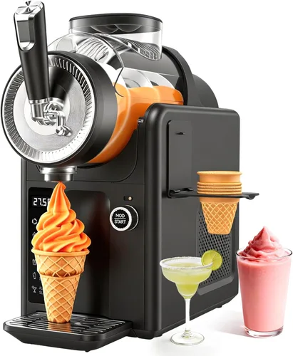 SYINTAO Máquina de granizado sin necesidad de hielo, 2 en 1 para bebidas congeladas y helado suave, máquina de granizado autoenfriable de 75 onzas