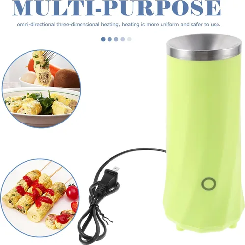 Vista 6 de UPKOCH Máquina automática de rollo de huevos antiadherente para salchichas con palo de bambú y cepillo de limpieza, máquina de rollo vertical