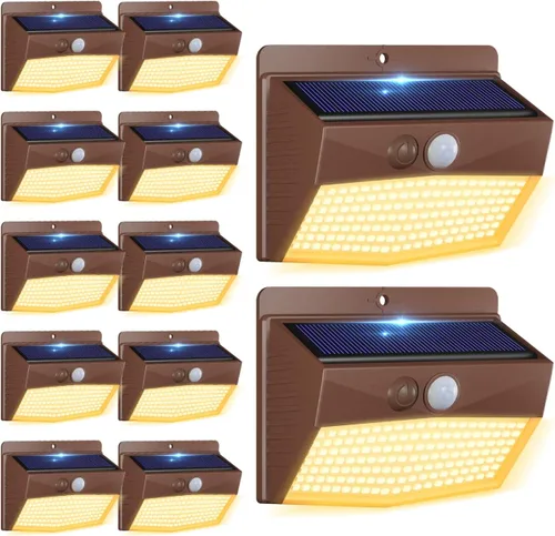 Vista 33 de Luces solares al aire libre, [138 LED/15 paquetes] Luces de pared con sensor de movimiento y seguridad solares con 3 modos de iluminación. Luces