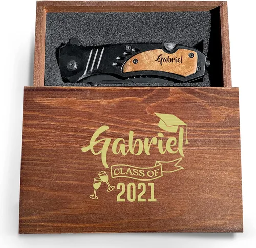 Vista 17 de Cuchillo de graduación personalizado, cuchillo plegable premium para campamento de seguridad, cuchillo de bolsillo de senderismo grabado, cuchillo