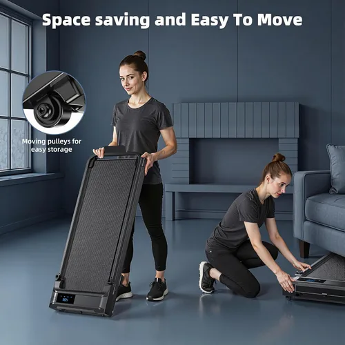 Vista 6 de Walking Pad Treadmill for Home - Folding Treadmills with Handle Bar Portable Compact Fold up Indoor Foldable Handles Electric Walk Pads Small Spaces