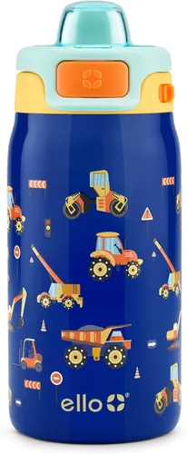 Vista 22 de Ello Pop & Fill - Botella de agua de 18 onzas de acero inoxidable para niños con tapa de llenado rápido Botella aislada al vacío libre de BPA