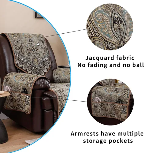 Vista 5 de LUFEIJIASHI Fundas impermeables para sofá reclinable, fundas antideslizantes para sofá reclinable de 2 asientos, fundas de sofá reclinable