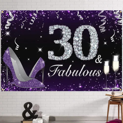 Vista 26 de HAMIGAR Fabuloso telón de fondo de cumpleaños tacones altos morados