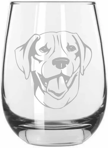Vista 101 de Sakhalin Husky Dog - Copa de vino grabada personalizada de 15.25 onzas sin tallo