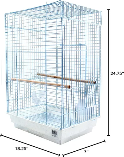 Vista 2 de PENN-PLAX Jaula de cacatúa y loro pequeño, ideal para cacatúas, conures y loros pequeños, parte superior cuadrada, color blanco