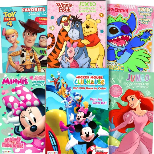 Disney Classics - Libros para colorear y actividades para niños, paquete para colorear a granel con Mickey Mouse, Minnie, Ariel con calcomanías
