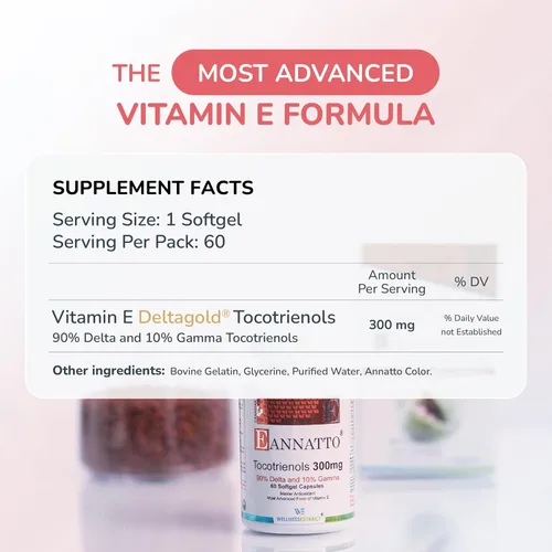 Vista 4 de Wellness Extract Eannatto Tocotrienoles Suplementos de vitamina E sin tocoferol, apoya la salud inmunológica, sin OMG, sin gluten y antioxidante