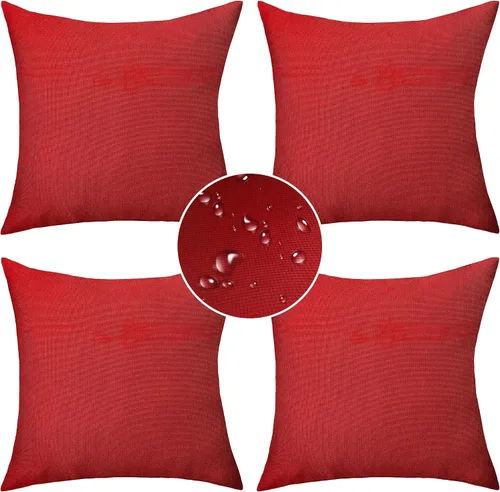 Vista 19 de Demetex Fundas de almohada de exterior impermeables de 16 x 16 pulgadas, fundas de almohada decorativas de lino para sala de estar, balcón y jardín