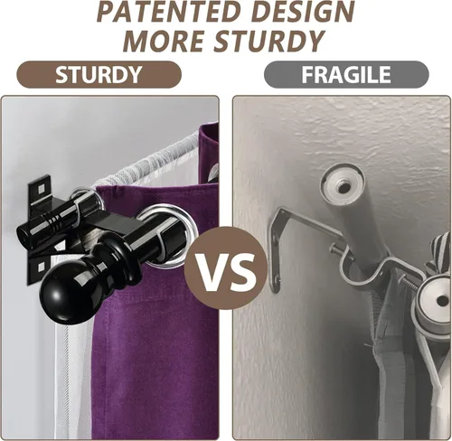 Vista 3 de Barras de cortina dobles para ventanas de 48 a 84 pulgadas, barras de ventana dobles resistentes de 1 pulgada, barra de cortina doble decorativa