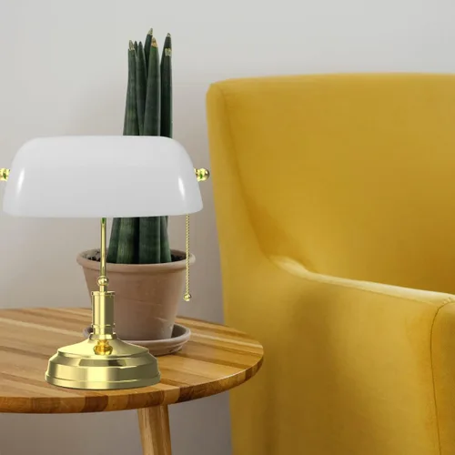 Vista 8 de VOSAREA Cubierta de lámpara de mesa retro de plástico blanco reemplazo para lámpara de escritorio de banqueros vintage