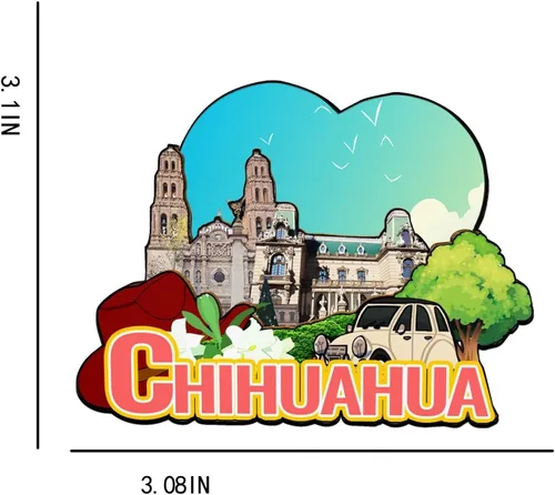 Vista 3 de Chihuahua México imán imán de madera 3D monumentos de viaje coleccionables, recuerdos decorativos hechos a mano -2040