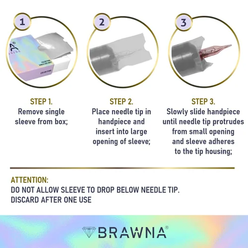 Vista 2 de BRAWNA Paquete de 200 cubiertas inalámbricas para máquinas de bolígrafos PMU - Suministros de PMU - Color - Transparente..