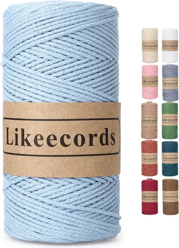 Vista 55 de Likeecords 100% Hilo de Ganchillo de Algodón Cordón de Bolsa de 2mm 170m Cordón de Macramé de 2mm Hilo de Crochet Cuerda de Macramé Regalo para Verde