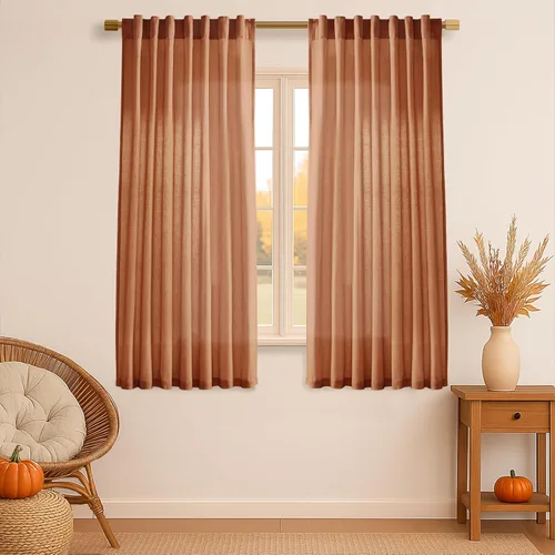 Vista 48 de XTMYI - Cortinas transparentes de 54 pulgadas de largo, juego de 2 paneles para baño, cortinas cortas de lino y algodón con semi privacidad
