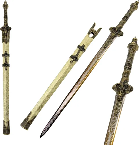 Espada Han de dragón dorado de 40.9 pulgadas con vaina para colección