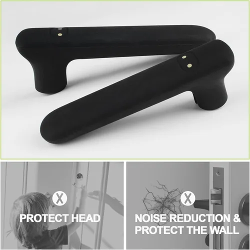 Vista 5 de Fundas para manijas de puerta, 2 guantes de silicona con bonito diseño de máscara de seguridad, cubierta de perilla antiestática para manijas