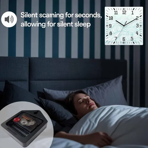 Vista 7 de Geometric Line Wooden Wall Clock Silent Non Ticking, Abstract Art Mountain Simple Square Wall Clock Battery Operated, Decor Clock for Home Office