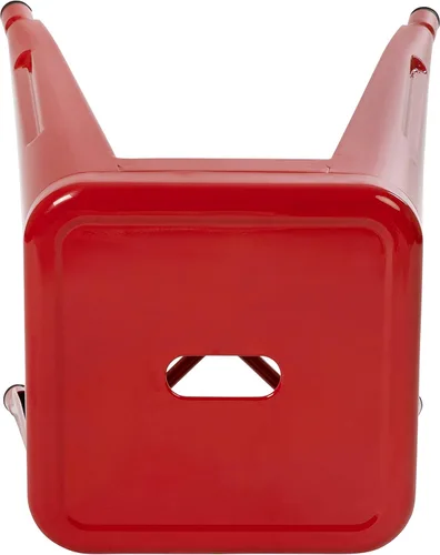 Vista 7 de Flash Furniture Taburete de metal para mesa de comedor, taburete de grado comercial Kai rojo sin espalda, silla de comedor apilable de 18 pulgadas